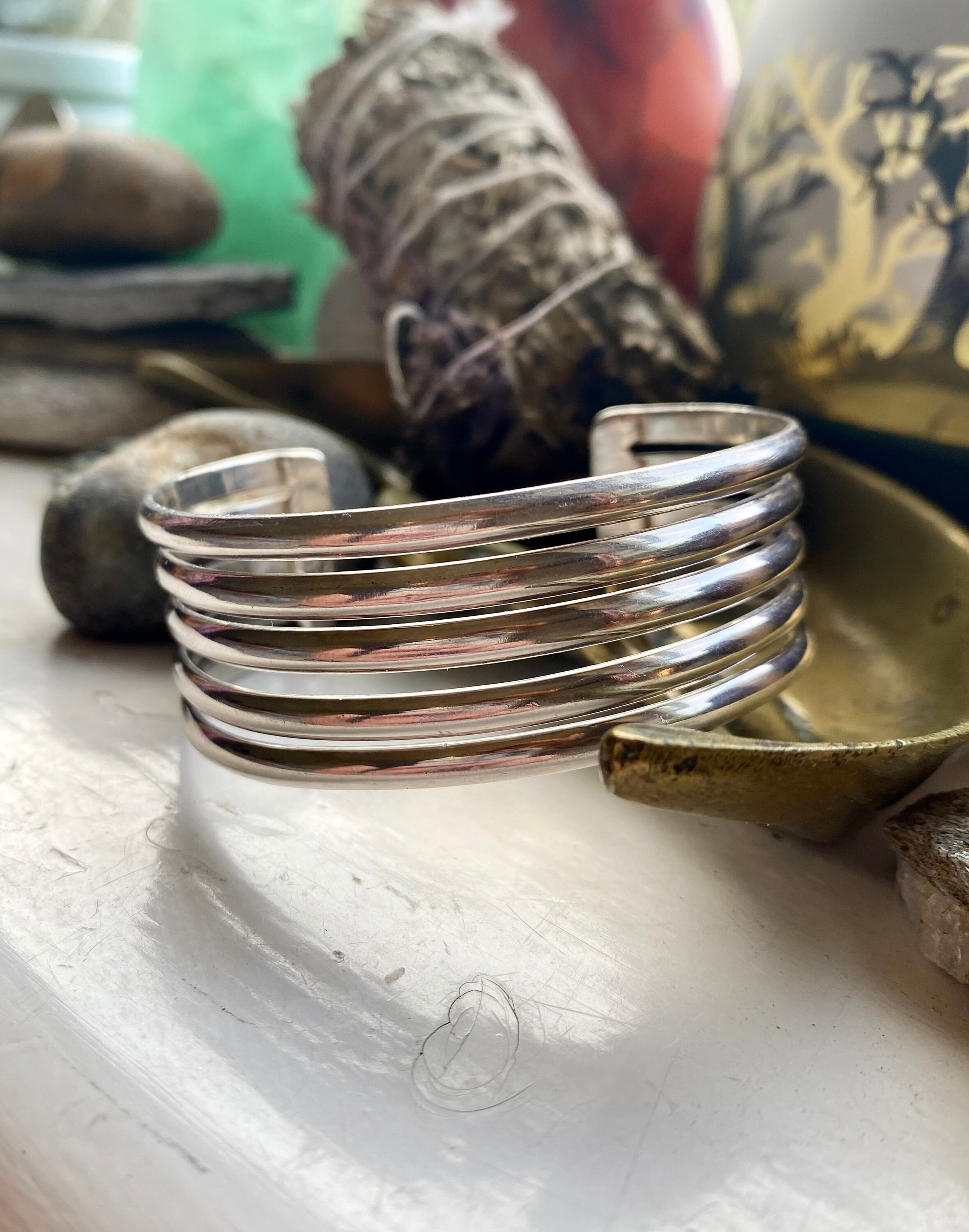 Vintage Chunky 'taxco' Silver Cuff. Vintage Mexican Bangle