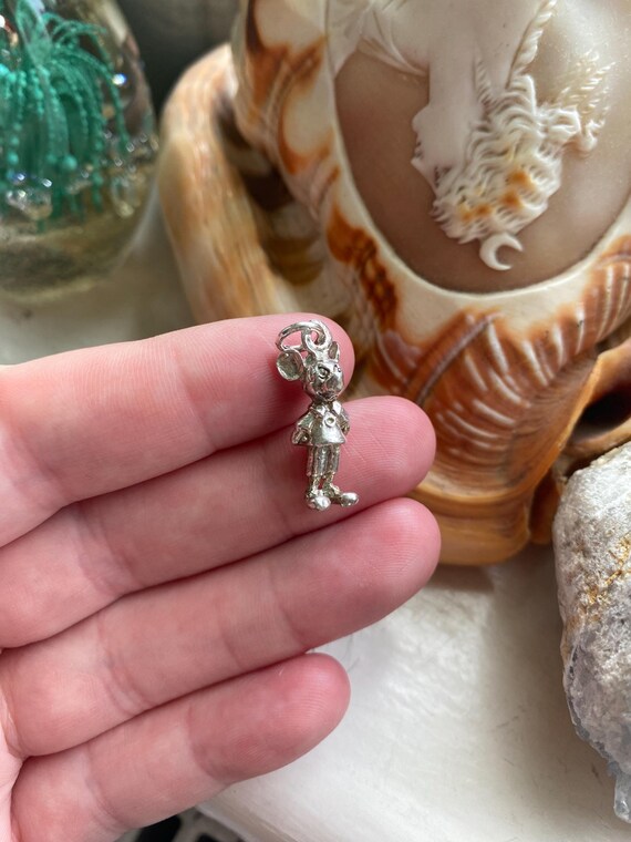 Retro Mickey Mouse charm. Solid silver vintage Mi… - image 5
