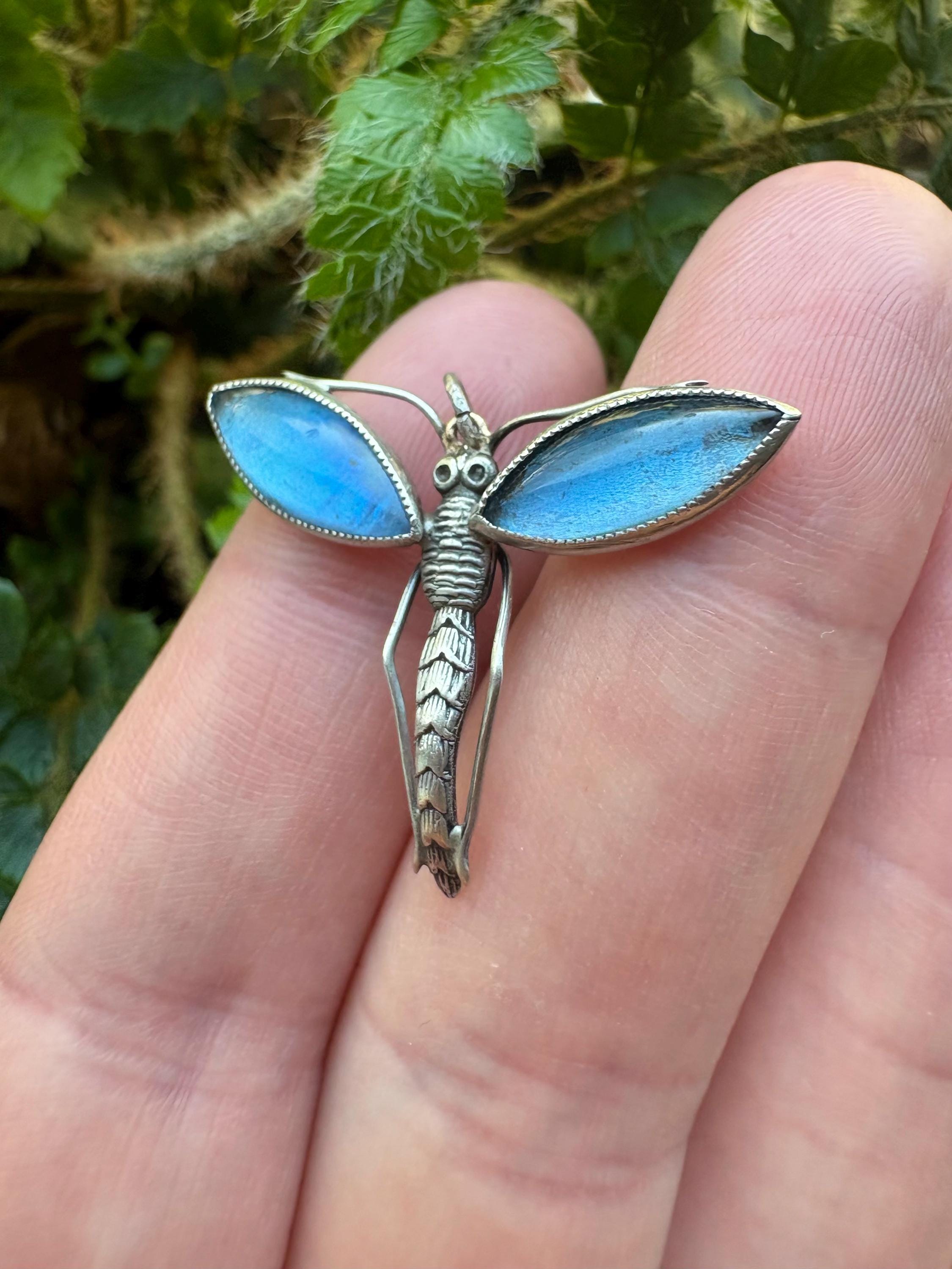 Flying Insect Pendent Antique Butterfly Wing Insect Pendant. Silver Bug Pendant. Antique ...