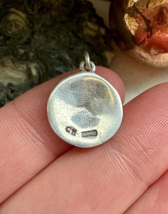 Tiny Celtic design coin style charm. Hallmarked B… - image 4