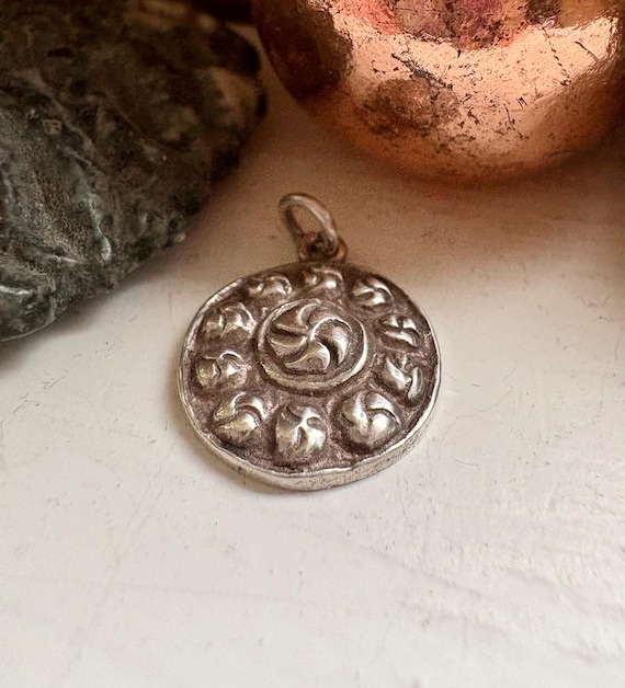 Tiny Celtic design coin style charm. Hallmarked B… - image 6