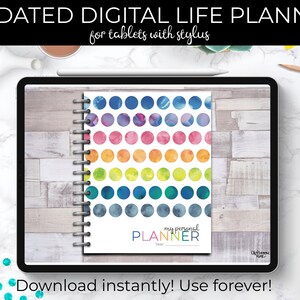 Undatierter Digital Life Planner für IPad, Goodnotes, Xodo, Notability - Aquarell Muster