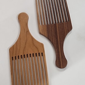 Wood Hair Pick – Afro Comb & Beard Styling Brush - Walnut or Cherry Wood