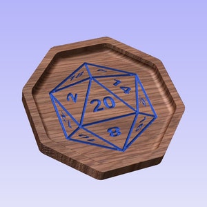 W20 Würfel Box CNC - Dateien Nur Dateien! Octagon Catch All Tablett mit Inlay - Digitaler Download für D&D, RPG, Tabletop Gaming - Woodwork Maker File