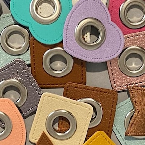Ösen Patches Quadrat/Stern/Herz für Kordeln bis Ø10mm Lederimitat