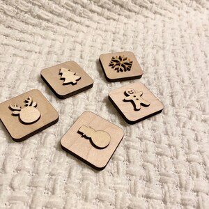 Seasonal Wood Playdough Stamps Set of 5, Sensory Bin Stamps, Kids Crafts, Pretend Play, Kids Birthday Gift, Christmas Gift, Playdough Kits