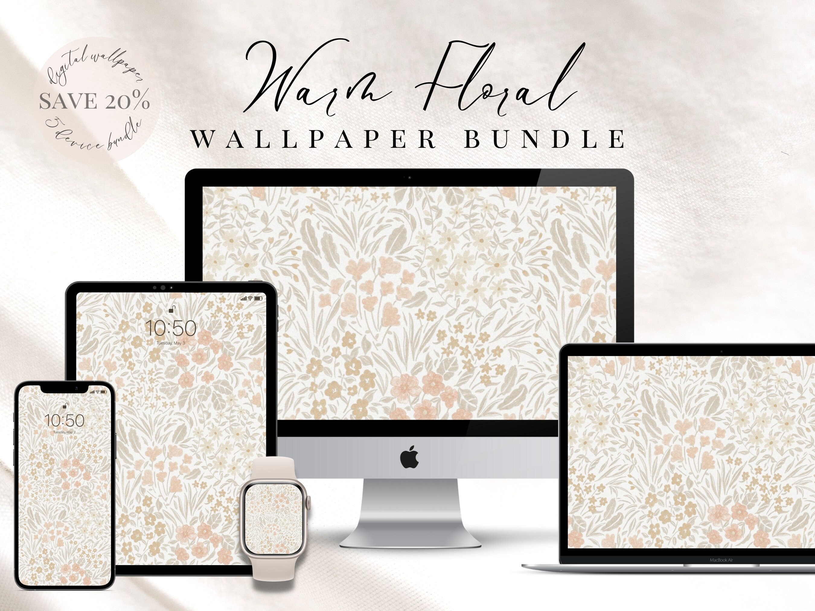 Neutral Boho Wallpaper for Laptop & Desktop Minimalist Wallpaper Aesthetic  MacBook Wallpaper Imac Windows Digital Download 4K 