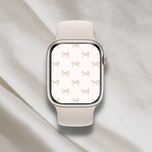 Sfondo di Apple Watch con fiocchi color crema / quadrante digitale estetico neutro / download istantaneo