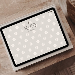 Neutral Floral iPad Wallpaper | Floral Tablet Background | Tan Neutral Flowers | Minimalist Home Screen | Instant Download | Digital Art