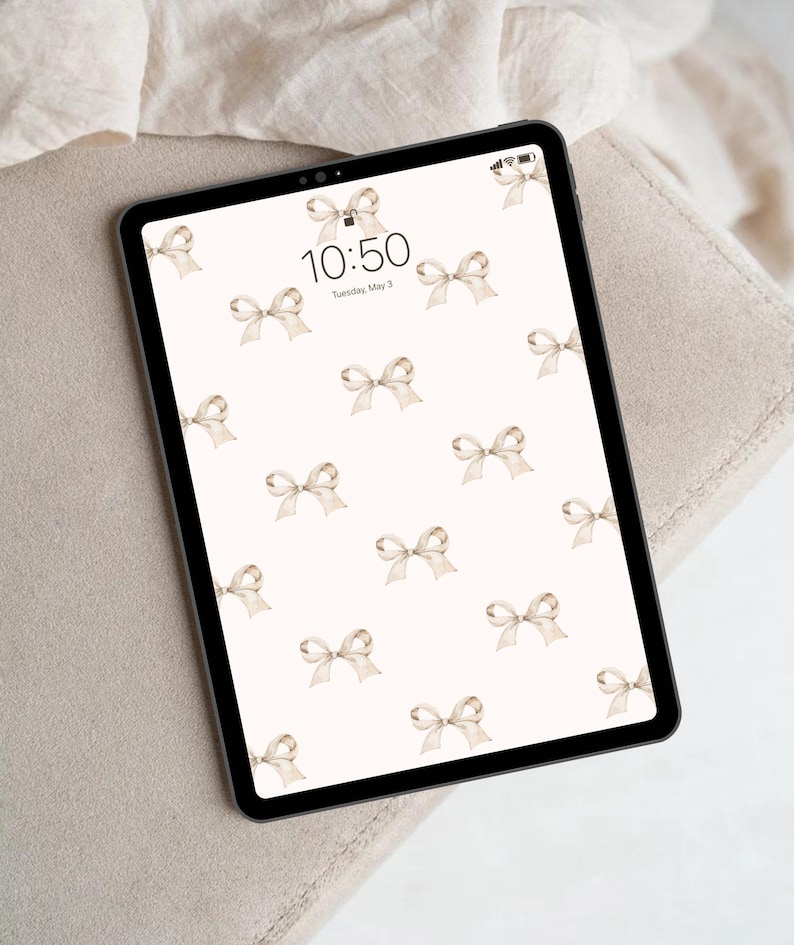 Cream Bows iPad Wallpaper | Neutral Tablet Background | Minimalist Home ...