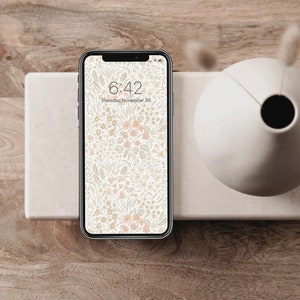Warm Florals iPhone Wallpaper | Neutral Floral | Digital Wallpaper for iPhone | Neutral Aesthetic iPhone Screensaver | Instant Download