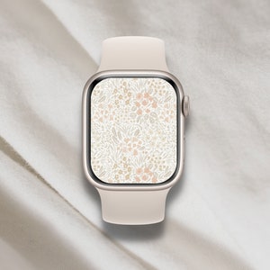 Caldo sfondo floreale Apple Watch / Quadrante digitale estetico neutro / Download istantaneo