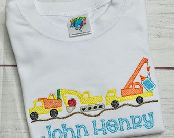 Personalized Back to School Construction Shirt | Embroidered Dump Truck School Shirt | First Day of School Outfit | Toddler & Kids Tee
