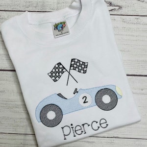 Embroidered race car shirt,Toddler car outfit,Personalized racing themed shirt,toddler racing outfit,Race car romper