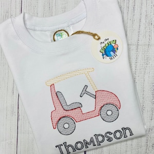 Embroidered golf cart shirt,Custom Golf bubble,Personalized Golf cart romper,boy golfers outfit,toddler golf cart outfit