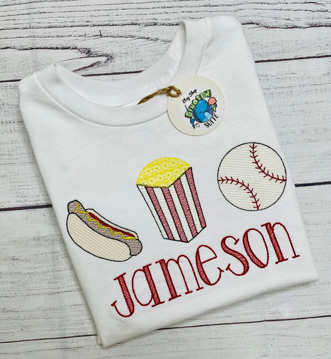 Baseball Trio Applique Tee and Red Shorts Set by The Smiley Crab