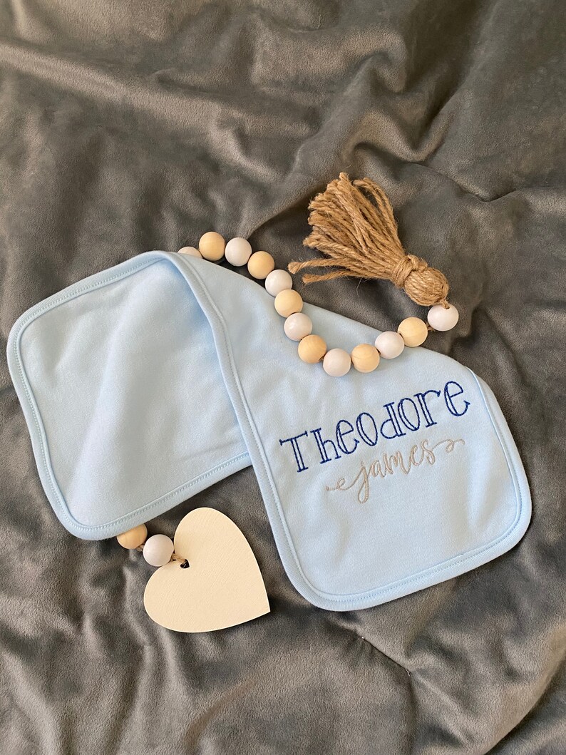 baby shower gift Name burp cloth Personalized baby burp cloth Boys embroidered burp cloth Custom embroidered baby boy name burp cloth