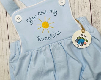 You Are My Sunshine Embroidered Sunsuit & Sleeveless Bubble