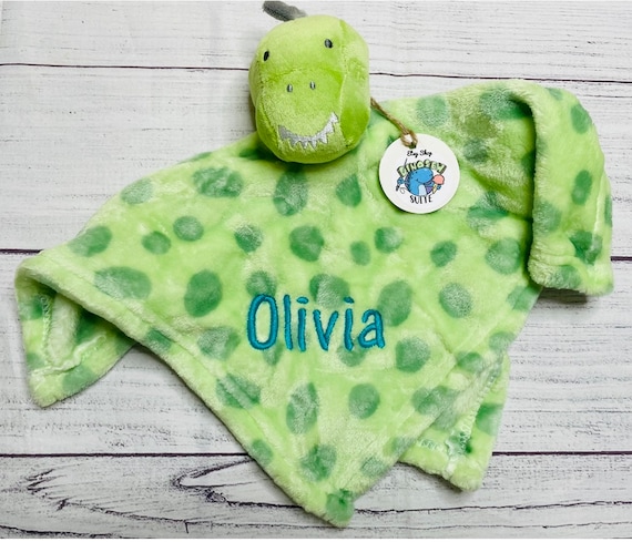 Personalized Lovey Embroidered Baby Blanket Personalized Security Blanket Embroidered Baby Lovey Custom Lovey Lovey for Babies dinosaur Etsy