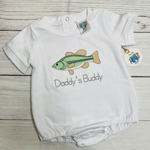 Embroidered Bass shirt,Custom Largemouth bass bubble,Personalized fishing romper,Lake fish bodysuit,Toddler outfit,boy fishing outfit