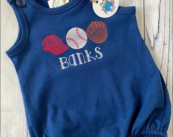 Embroidered baseball shirt, Custom Baseball bubble shirt, Personalized Baseball romper, Baseball trio bodysuit,boy baseball outfit, toddler