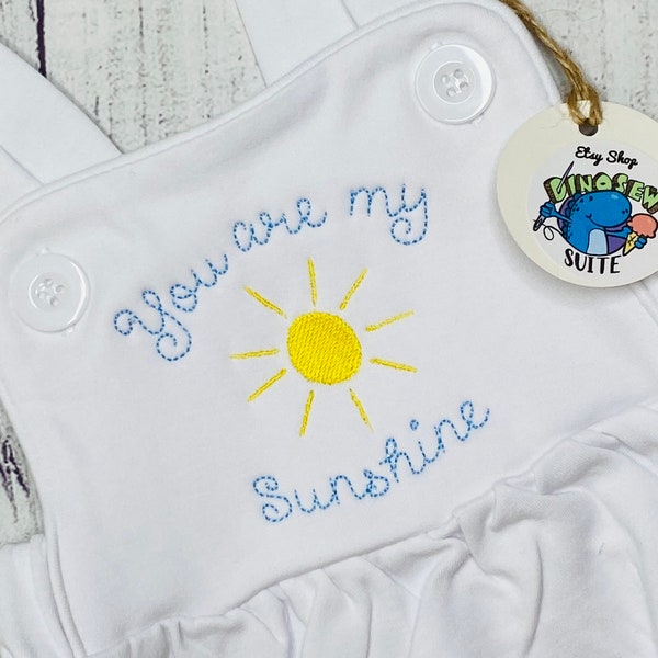 Embroidered You are my sunshine sunsuit,You are my Sunshine bubble,baby boy sunshine outfit,boy girl sun outfit,toddler,baby shower gift