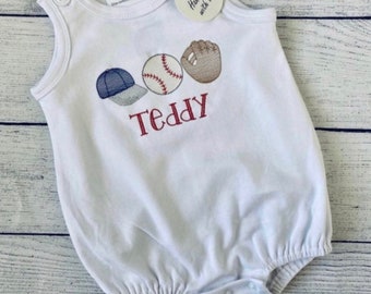 Embroidered baseball shirt, Custom Baseball bubble shirt, Personalized Baseball romper, Baseball trio bodysuit,boy baseball outfit, toddler