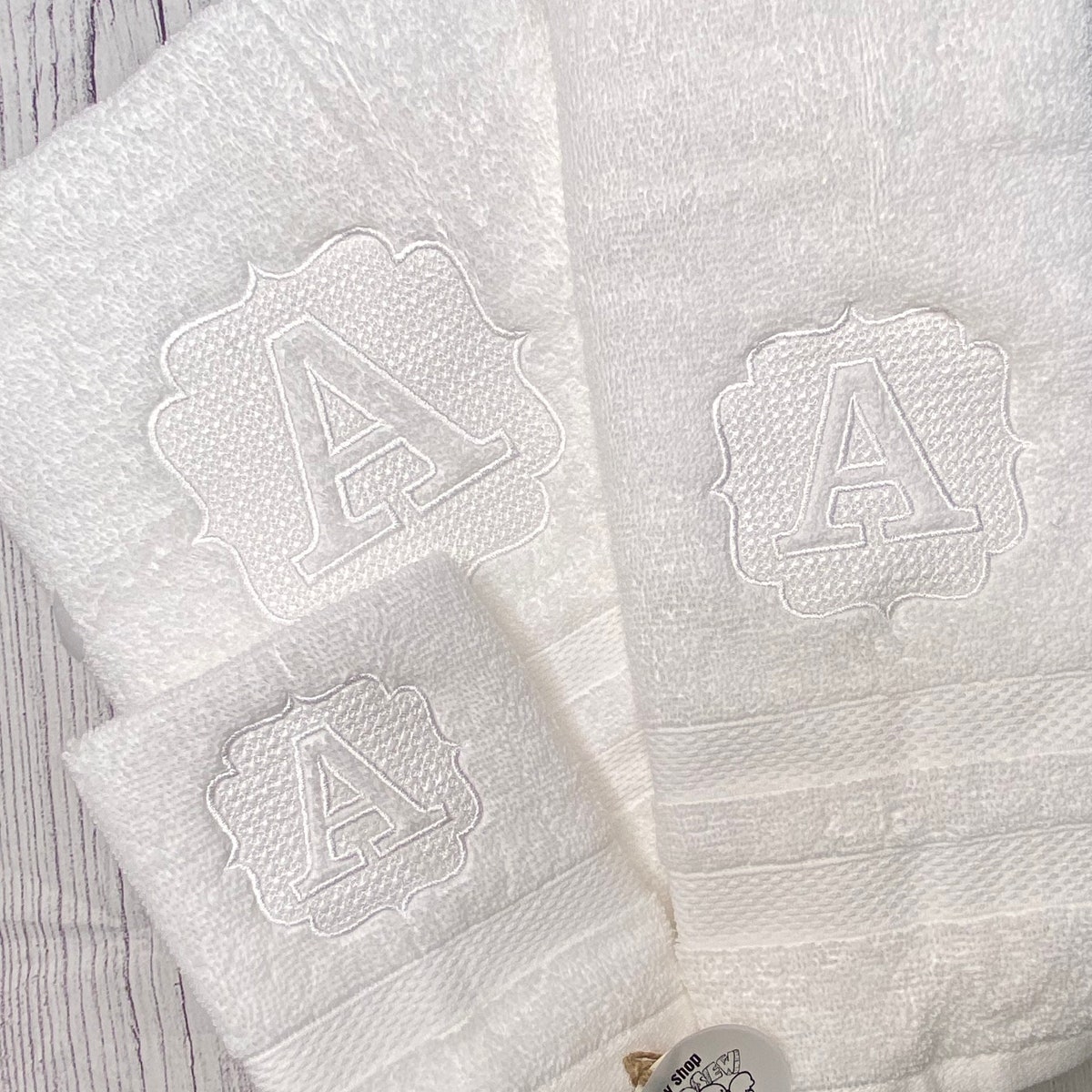 Embossed Letter Embroidered Hand Towel - Etsy