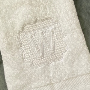 Monogrammed bath towel, Embossed letter embroidered hand towel, monogrammed initial towel,personalized bath hand towel, housewarming