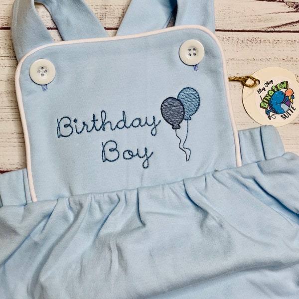 Embroidered Birthday Boy sunsuit,Birthday bubble,baby boy birthday outfit, 1st birthday outfit,custom baby outfit,HBD romper