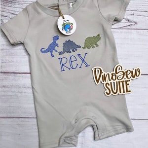 Embroidered dinosaur shirt, Custom Dinosaur romper,Personalized Dino bubble,Dinosaur trio bodysuit,dino outfit,toddler,dinosaur themed shirt