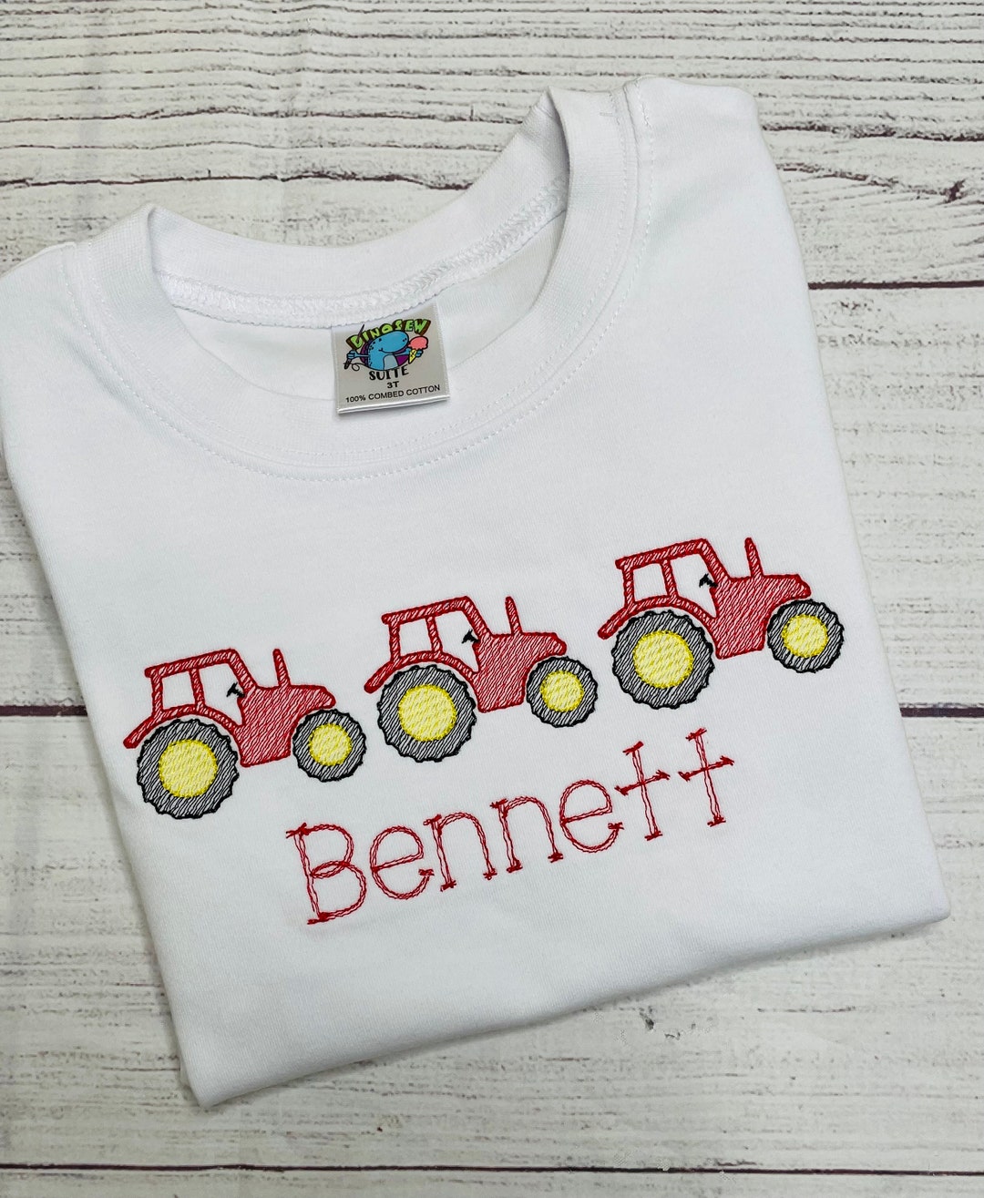 Embroidered Tractor Shirt,custom Farm Themed Bubble,personalized Fall