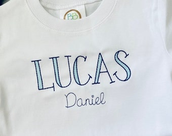 Embroidered Boys Name Shirt, Custom Personalized Toddler Outfit
