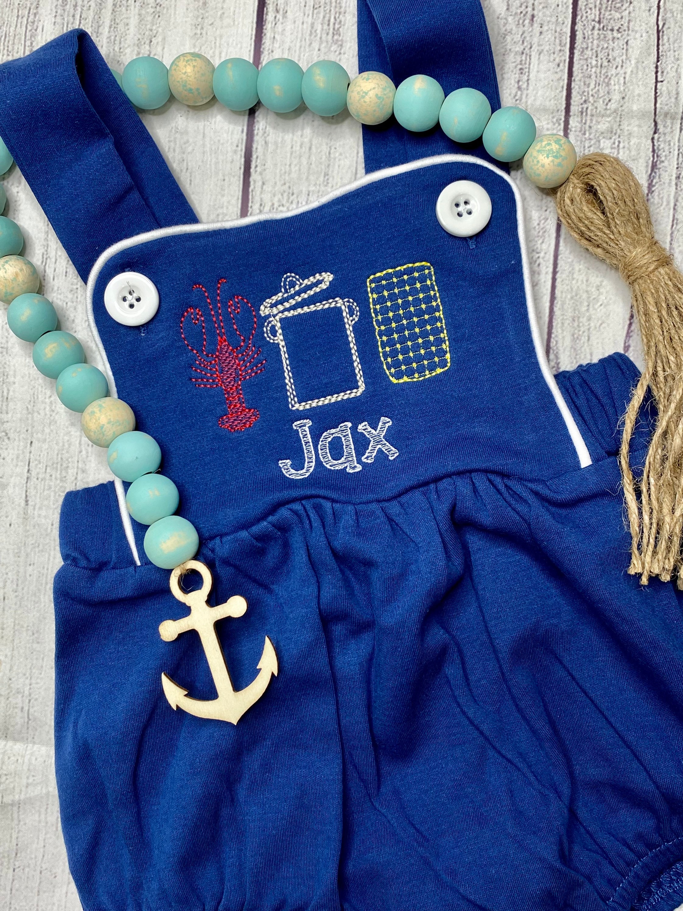 Kids Embroidered Crawfish Bubble Custom Seafood Boil Romper Etsy