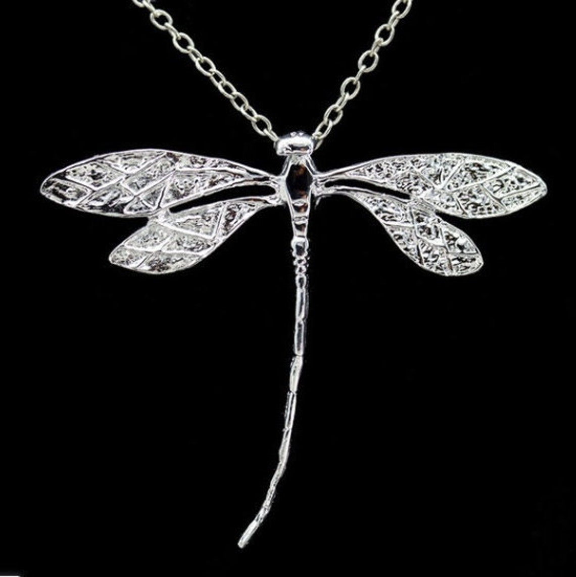 Sterling silver dragonfly necklace Etsy