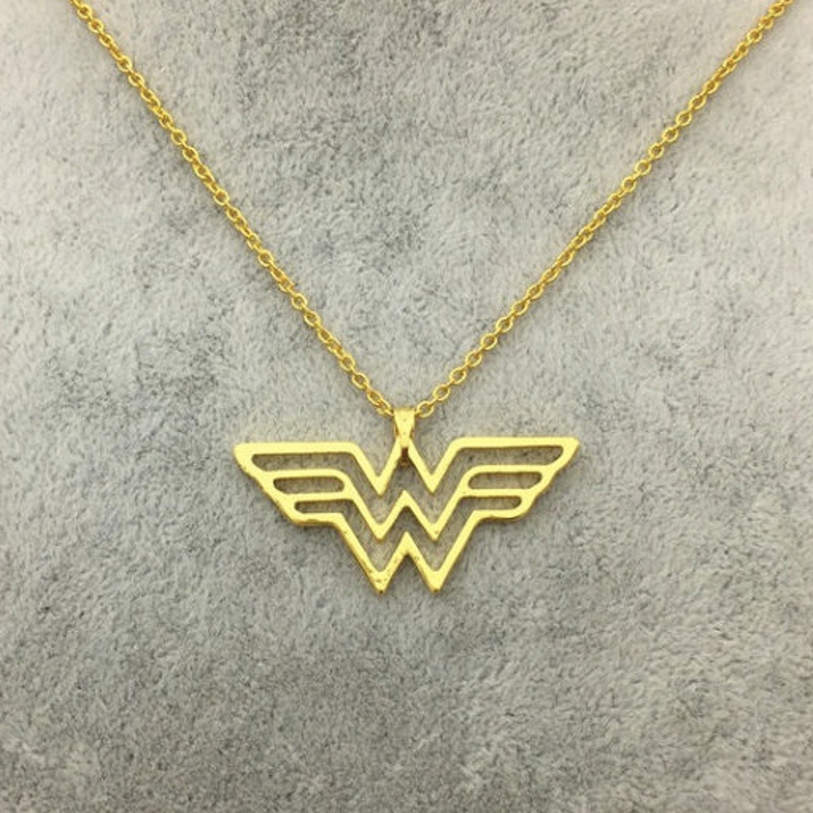 Gold Wonder Woman necklace with gift box Etsy