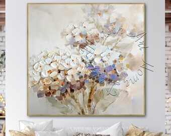 Framed Floral Abstract Painting: Large Modern Canvas Wall Art