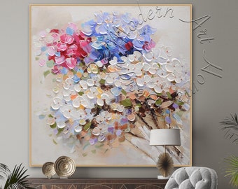 Framed Floral Abstract Painting: Large Modern Canvas Wall Art
