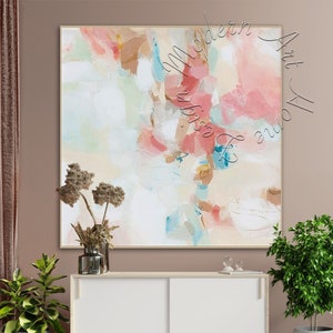 Large Abstract Painting on Canvas Original Framed Modern Wall Art Soft Abstract Painting Oversize Canvas Contemporary Decor, Abstract Art