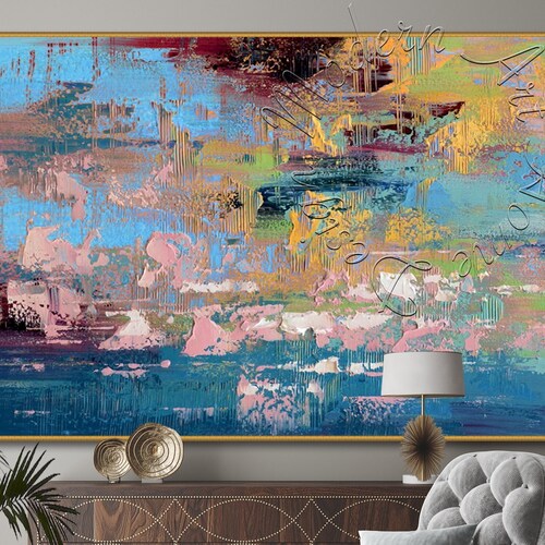 Large Abstract Painting Framed Oversize Canvas Original Etsy