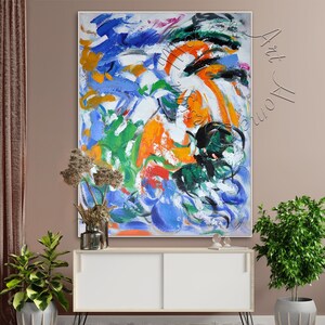 Framed Abstract Painting Original Large Modern Wall Art, Oversize Canvas, Colorful Contemporary Decor, Abstract Painting on Canvas Wall Art