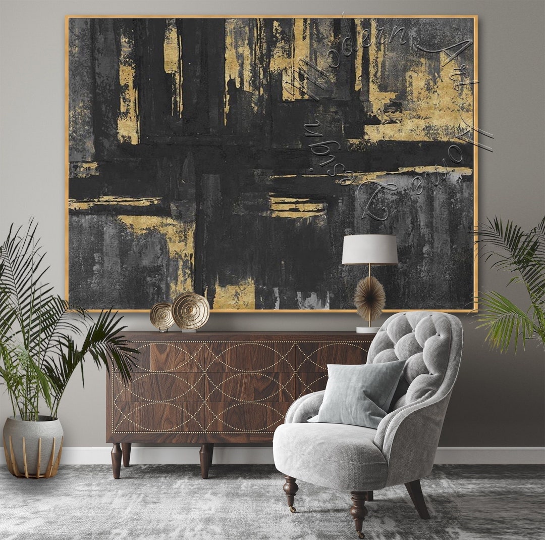 Large Gold Leaf Abstract Painting: Original Framed Canvas Art - Etsy