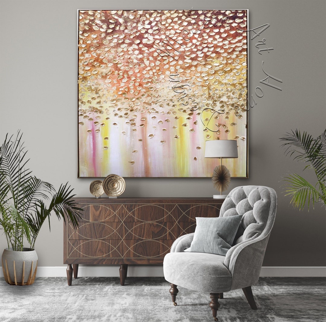 Large Gold Leaf Abstract Painting: Original Framed Canvas Art - Etsy