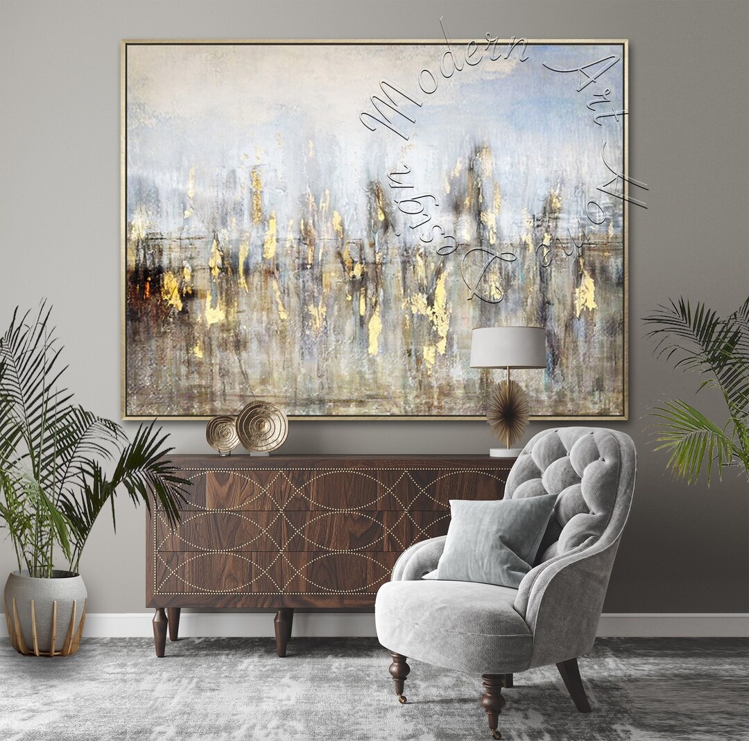 Framed Gold Leaf Abstract Painting: Large Modern Canvas Art - Etsy