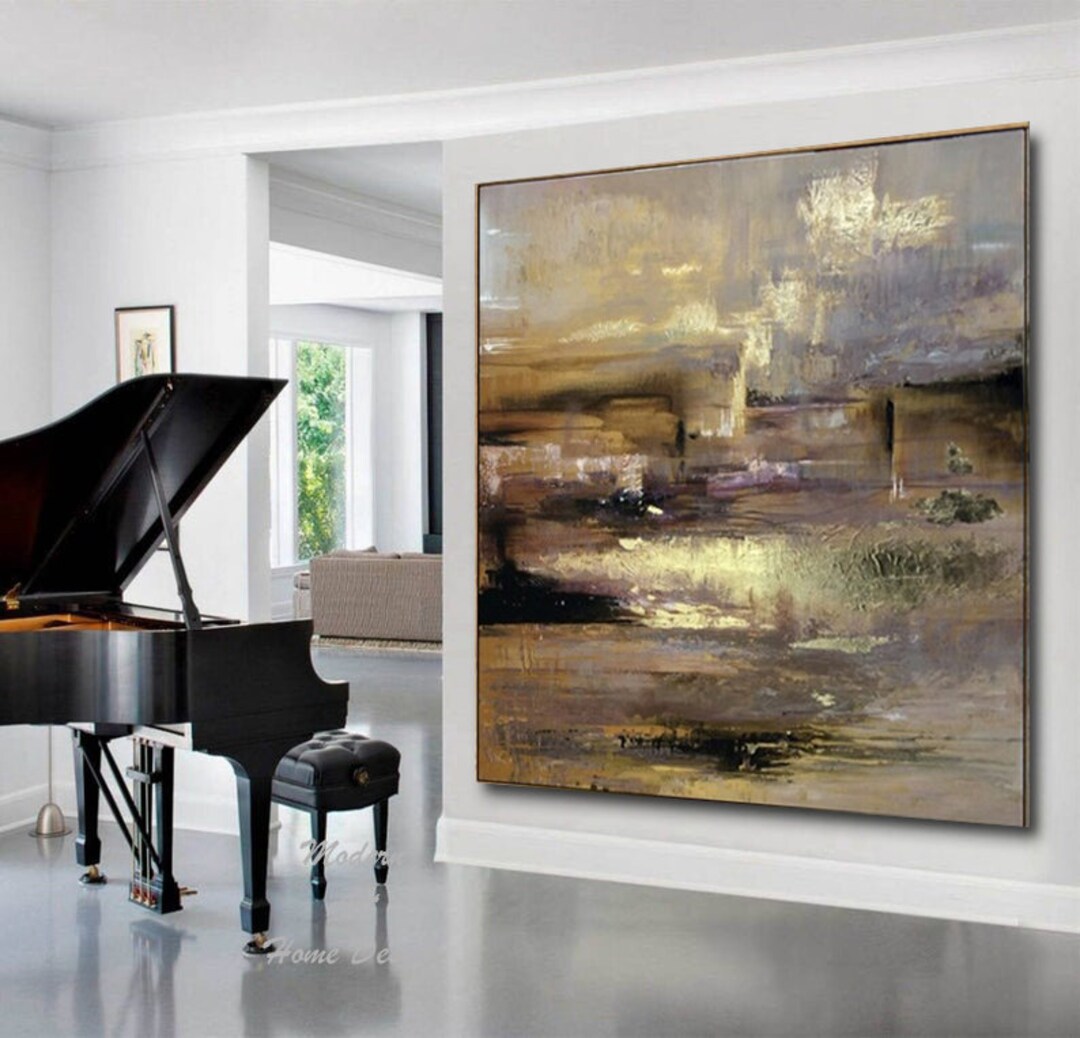 Abstract Gold Leaf Painting Original Large Landscape Modern Wall Art ...