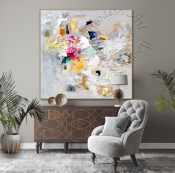 Large Abstract Painting Original Oil Colorful Textured Etsy