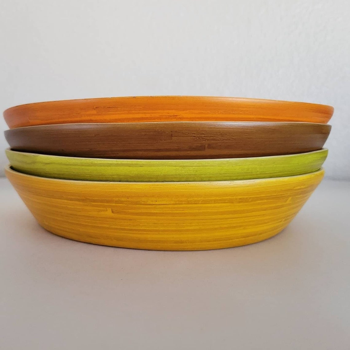 Bamboo Plates Boho Ecofriendly Reusable Spun Bamboo Etsy
