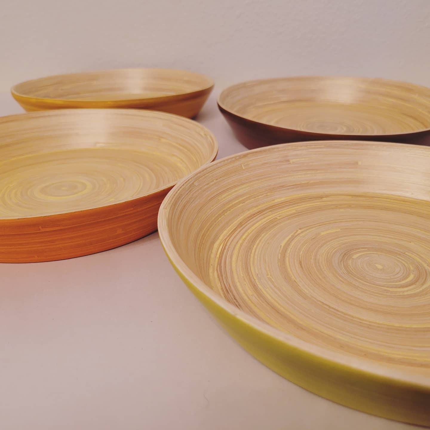 Bamboo Plates Boho Ecofriendly Reusable Spun Bamboo Etsy