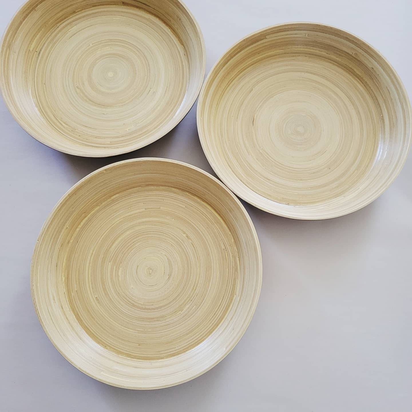 Bamboo Plates Boho Ecofriendly Reusable Spun Bamboo Etsy