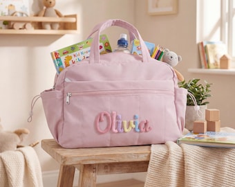 Convertible zip crossbody bag with pockets, toddler dance bag, girls duffle bag, chenille letter bag, travel bag, birthday gift